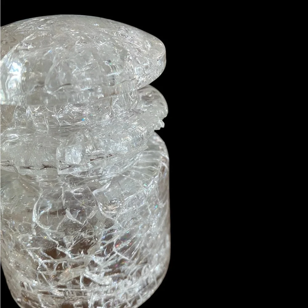 Vintage 1963 Hemingray 18 Clear Crackle Glass Insulator Deco